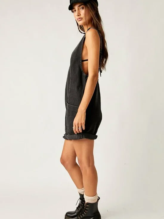 NWT Free People High Roller Shortall in True North Black - Picture 3 of 4